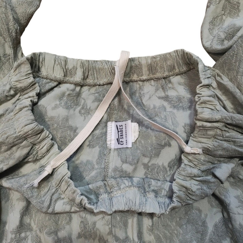 CP Shades Sage Green Floral Jacquard Wide Leg Pants Pull On Resort Boho Size M - Picture 7 of 10
